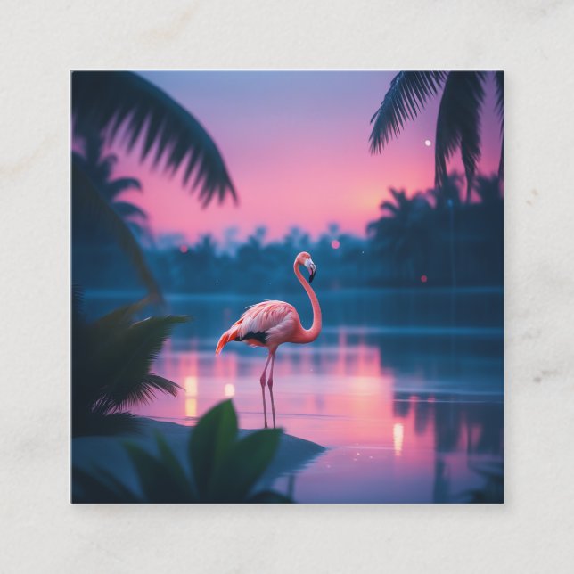 Ein Flamingo im tropischen Paradies direkt nach So Quadratische Visitenkarte (Vorderseite)