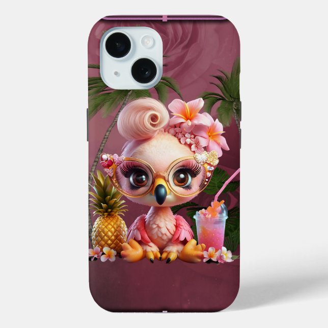 Ein Flamingo in einem tropischen Paraise Case-Mate iPhone Hülle (Rückseite)