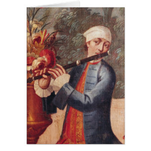 Ein Flautist, Detail von einem Schirm