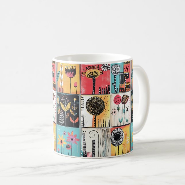 Ein Flickwerk spielerischer Blooms Kaffeetasse (VorderseiteRechts)