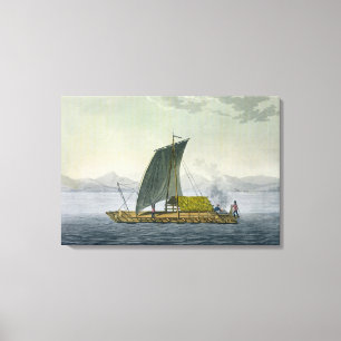 Ein Floss, das den Hafen von Guayaquil, Ecuador, Leinwanddruck