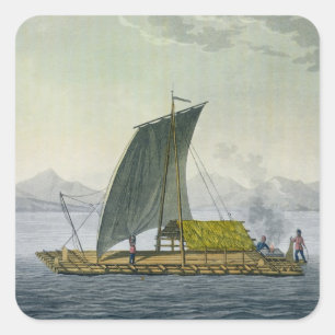 Ein Floß, das den Hafen von Guayaquil in Ecuador v Quadratischer Aufkleber