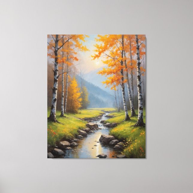 ein Fluss, der durch den Wald fließt Leinwanddruck (Vorderseite)
