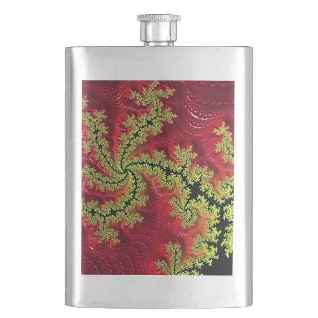 Ein Fluss fließt durch eine klassische Flasche Flachmann (Vorderseite)