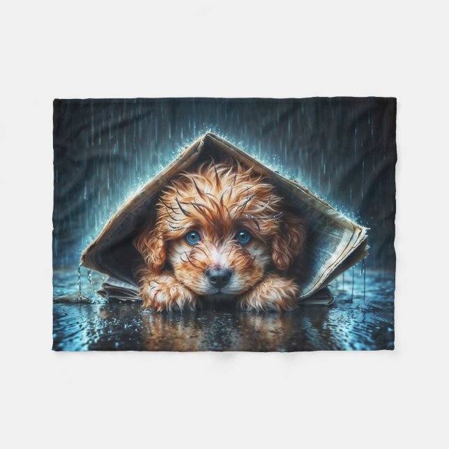 Ein flüssiger, nasser Welpe, der Wärme und Komfort Fleecedecke (Vorderseite (Horizontal))