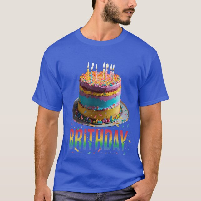 Ein Foto Design Brithday Kuchen Farben Design Männ T-Shirt (Vorderseite)