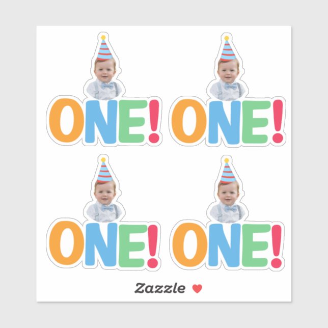 Ein Foto Geburtstag Cupcake Toppers Aufkleber (Blatt)