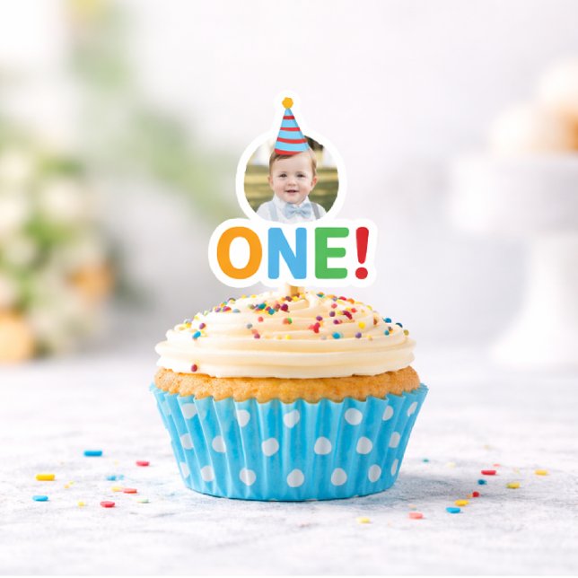 Ein Foto Geburtstag Cupcake Toppers Aufkleber (Von Creator hochgeladen)