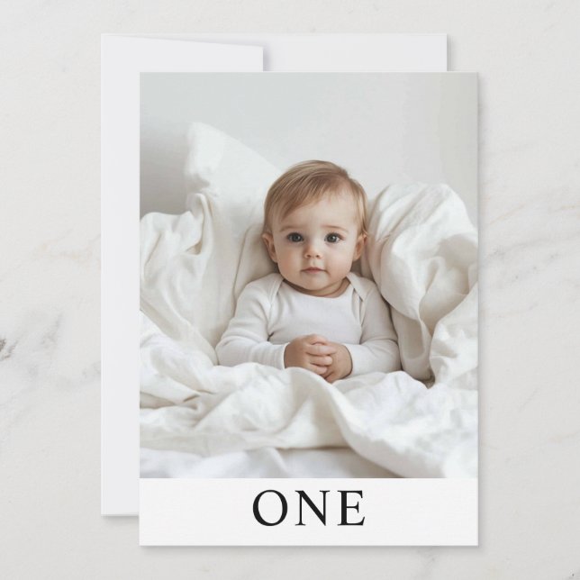 Ein Foto | Mein erstes Jahr | Personalisiert Einladung (Vorderseite)