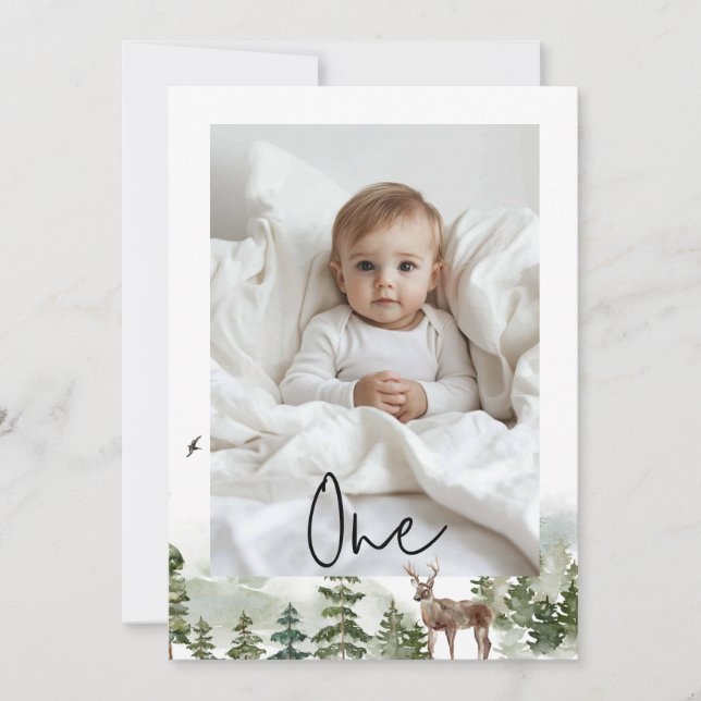 Ein Foto | Mein erstes Jahr | Personalisiert Einladung (Vorderseite)