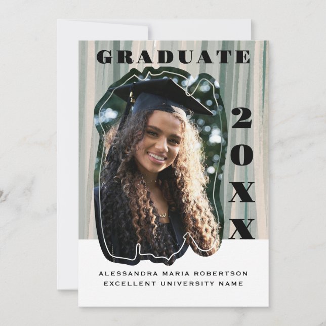 Ein Foto mit beigefarbenen Streifen Abschluss Ankündigung (Vorderseite)