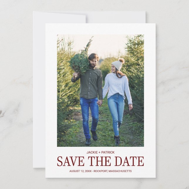 Ein Foto moderne Typografie-Hochzeit rettet das Da Save The Date (Vorderseite)