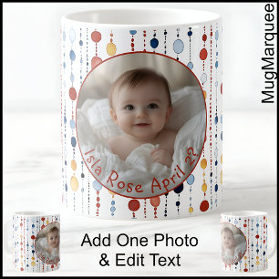 Ein Foto, Name, Datum Farbige Lustige Moderne Punk Kaffeetasse