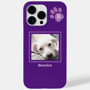 Ein Foto Niedlicher Dog Paw Lila Single Anfangsnam Case-Mate iPhone 14 Pro Max Hülle