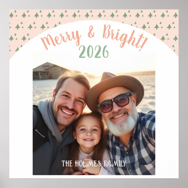 Ein Foto Weihnachtsfamilie Cuie Pink Poster (Vorne)