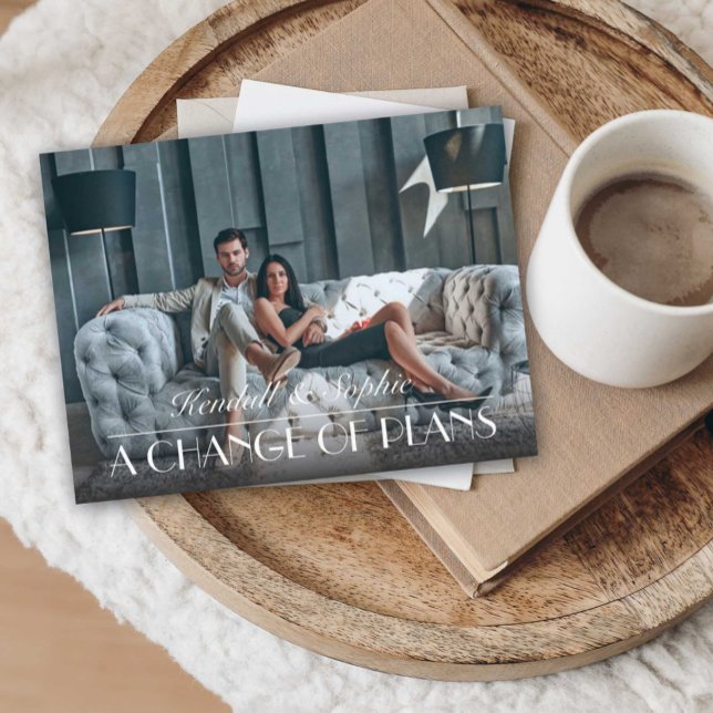 Ein Foto zur Änderung von Plänen für das Hochzeits Ankündigungspostkarte (Von Creator hochgeladen)