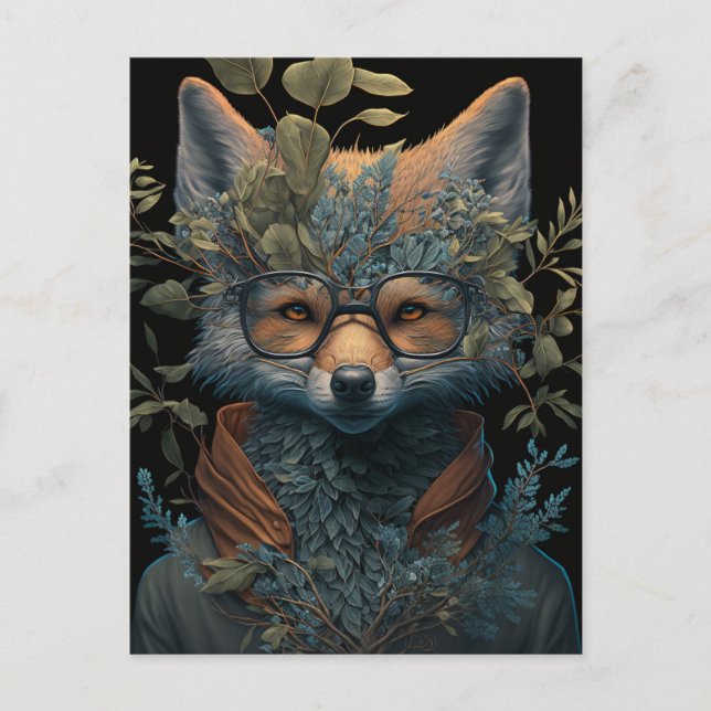 Ein Fox in Brille Postkarte (Vorderseite)