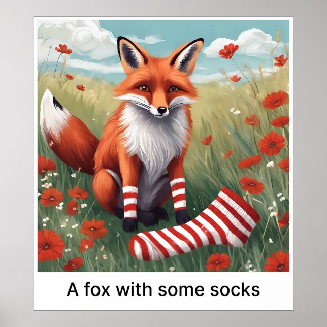 Ein Fox mit einigen Socken - Drucken Poster (Vorne)