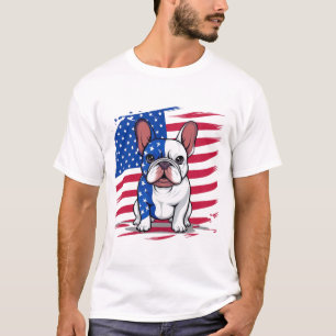 Ein französischer Bulldogge mit amerikanischer Fla T-Shirt