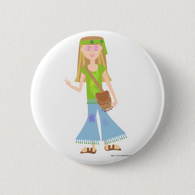 Ein freches Hippie-Mädchen Button (Vorderseite)