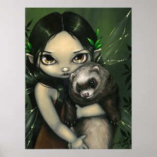 Ein Frettchen und seine Fairy ART PRINT Fantasiefr Poster