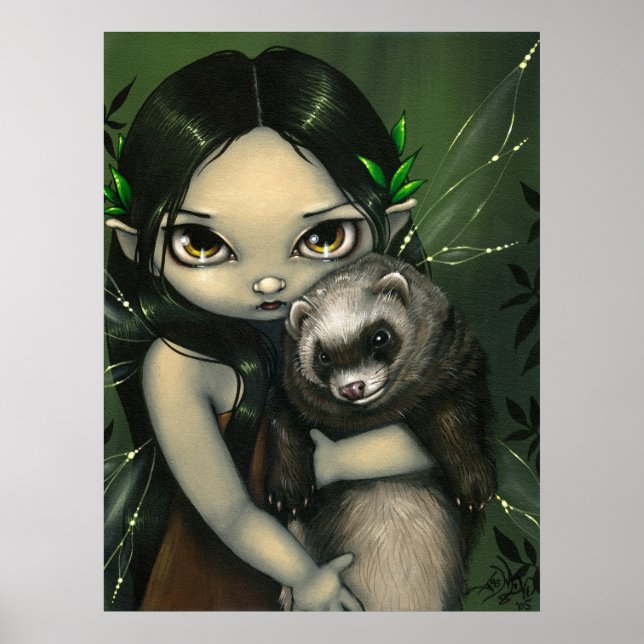 Ein Frettchen und seine Fairy ART PRINT Fantasiefr Poster (Vorne)