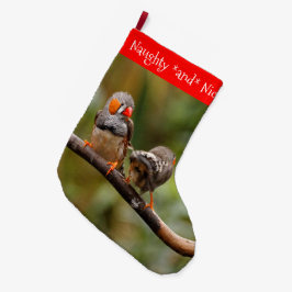 Ein freudliches Paar aus Zebra Finches Songbirds Großer Weihnachtsstrumpf