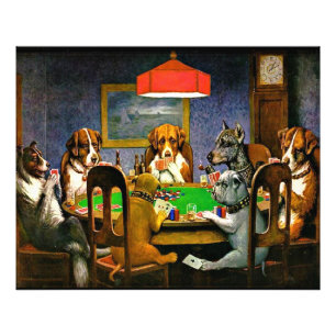 Ein Freund in der Not, Hunde spielen Poker, Fotodruck