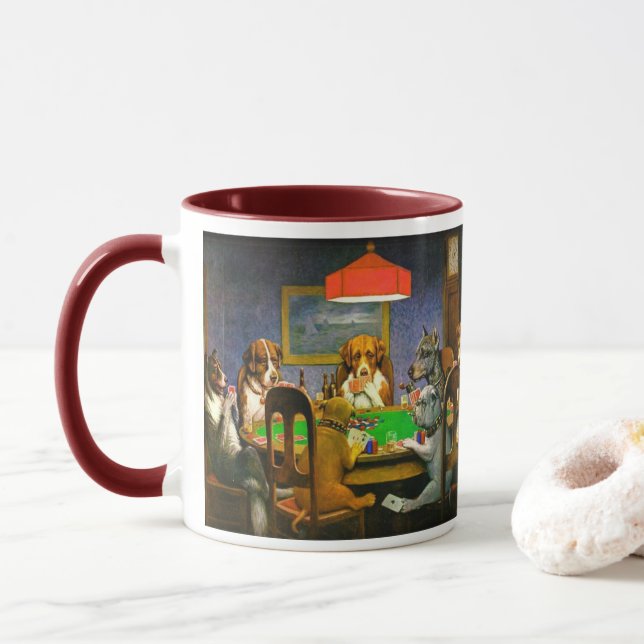 Ein Freund in Not Hunde Poker Funny spielen Tasse (Mit Donut)