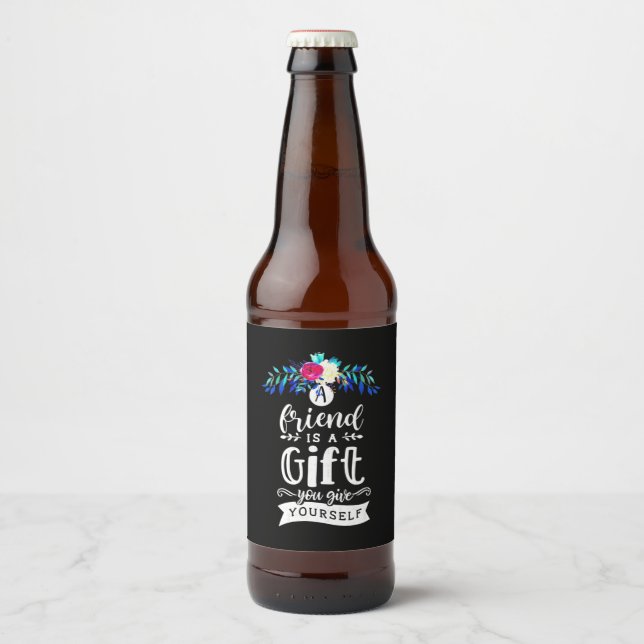 Ein Freund ist ein Geschenk Bierflaschenetikett (Vorderseite)