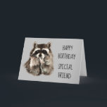 Ein Freund wie Sie auf Ihrer Reise Raccoon Geburts Karte<br><div class="desc">HAppy Birthday Freund wie Sie macht die Reise lohnend.   Fun Watercolor Raccoon Freunde für diejenigen,  die Liebe Tiere und haben ein Gefühl von Spaß</div>