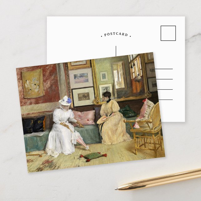 Ein freundlicher Anruf | William Merritt Chase Postkarte (Von Creator hochgeladen)