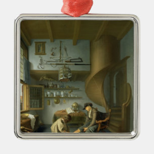 Ein Friseurchirurg, der den Fuß eines Bauers neigt Ornament Aus Metall