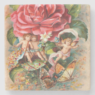 Ein Frohe Weihnachten-Vintage-Postkarte aus der vi Steinuntersetzer