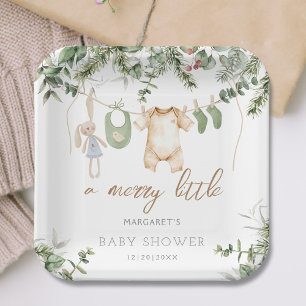 Ein froher Klein Boho Boy Winter Baby Dusche Pappteller