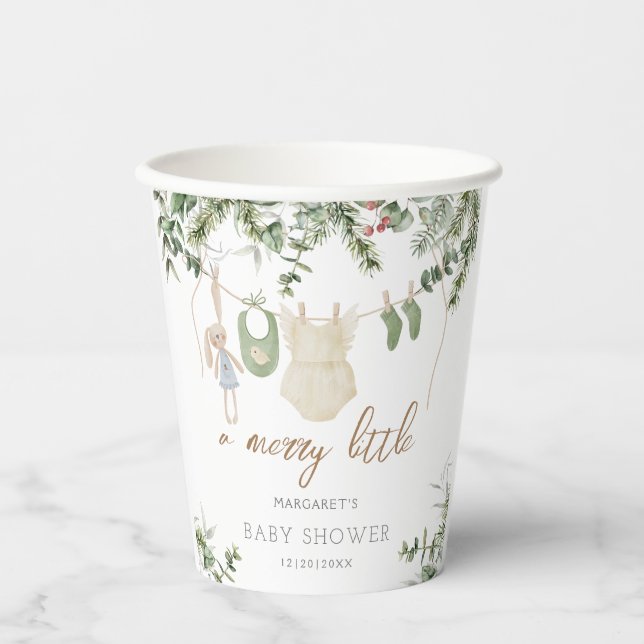 Ein froher Klein | Boho Girl Winter Baby Shower Pappbecher (Vorderseite)