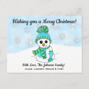 Ein froher Weihnachten Blue Snowman Postkarte