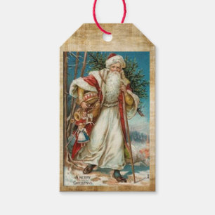 Ein froher Weihnachten Vintager Weihnachtsmann Geschenkanhänger