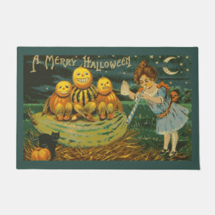 Ein frohes Halloween-Vintage Kürbis Fußmatte