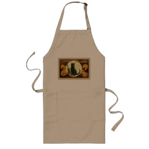 Ein frohes Halloween Vintage Schwarze Katze und Kü Lange Schürze