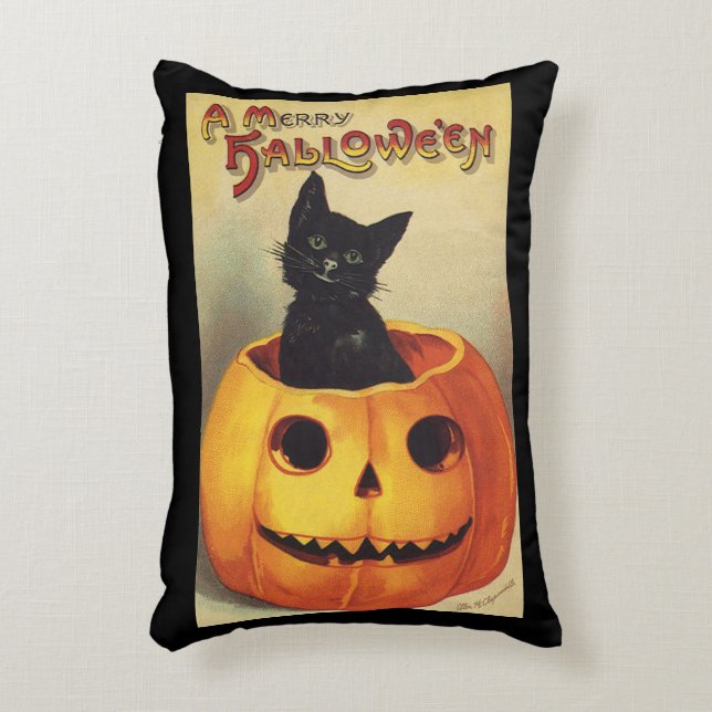 Ein frohes Halloween von Ellen Clapsaddle, Vintage Dekokissen (Vorderseite(Vertikal))