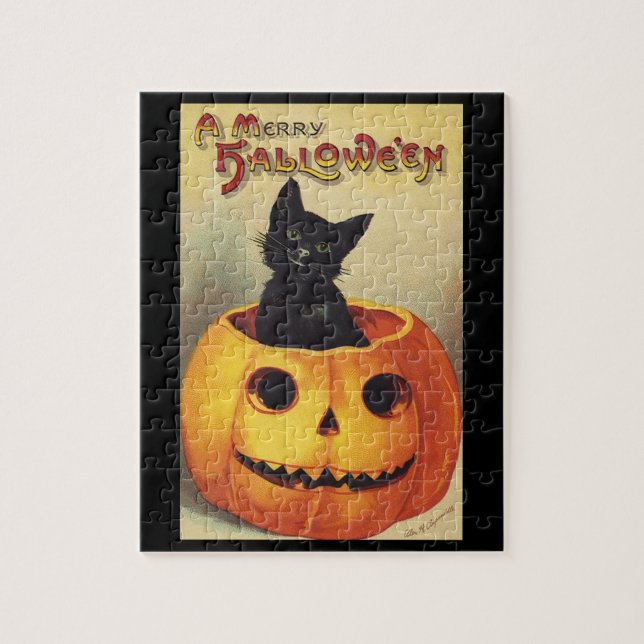 Ein frohes Halloween von Ellen Clapsaddle, Vintage Puzzle (Vertikal)