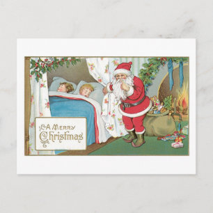 Ein frohes Weihnachtsfest schlafende Kinder und We Feiertagspostkarte