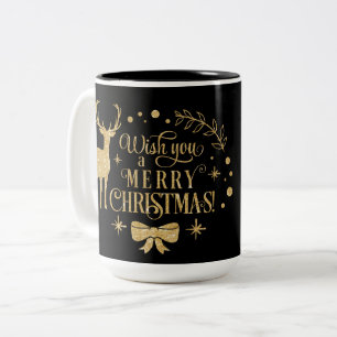 Ein frohes Weihnachtsfest /Typografie/Gold Zweifarbige Tasse