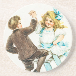 Ein frohes Weihnachtsfest - Vintage-Karte, tanzend Getränkeuntersetzer