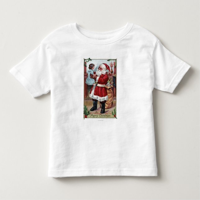 Ein frohes Weihnachtsmädchen in Blau Kleinkind T-shirt (Vorderseite)