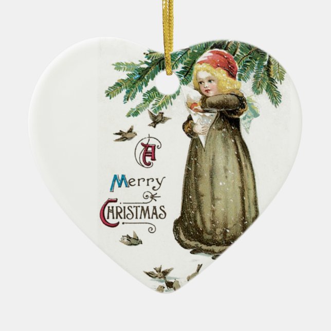 "Ein frohes Weihnachtsmädchen" Keramik Ornament (Vorne)