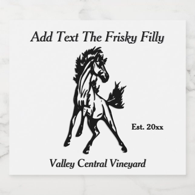 Ein fröhlich springendes Pferd 3 Textbereiche (Einzelnes Label)