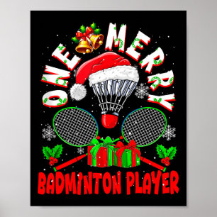 Ein fröhlicher Badminton-Spieler Weihnachts-Team-M Poster