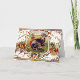 Ein fröhlicher Erntedank an Sie Vintager Aufkleber Feiertagskarte